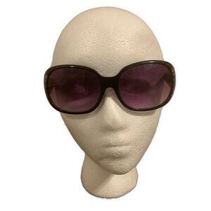 Hand Polished Vintage Womens Purple Lens Black Silver Frame Sunglasses #26